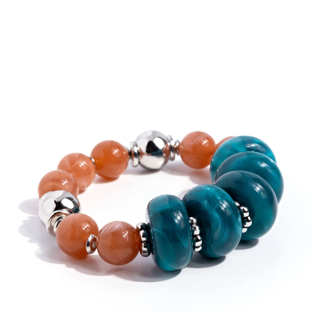 Paparazzi Blue and Orange Beaded Bracelet with Metallic Accents Bright Broadcast